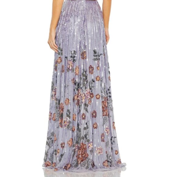 MAC DUGGAL 5637 FLORAL SEQUINS FLOUNCE V-NECK LILAC GOWN sz 6 - Picture 8 of 9